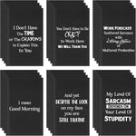 Yeaqee funny sarcastic notepads front view showing humorous office quotes on black background