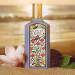 Gucci Flora Gorgeous Magnolia label and floral pattern detail