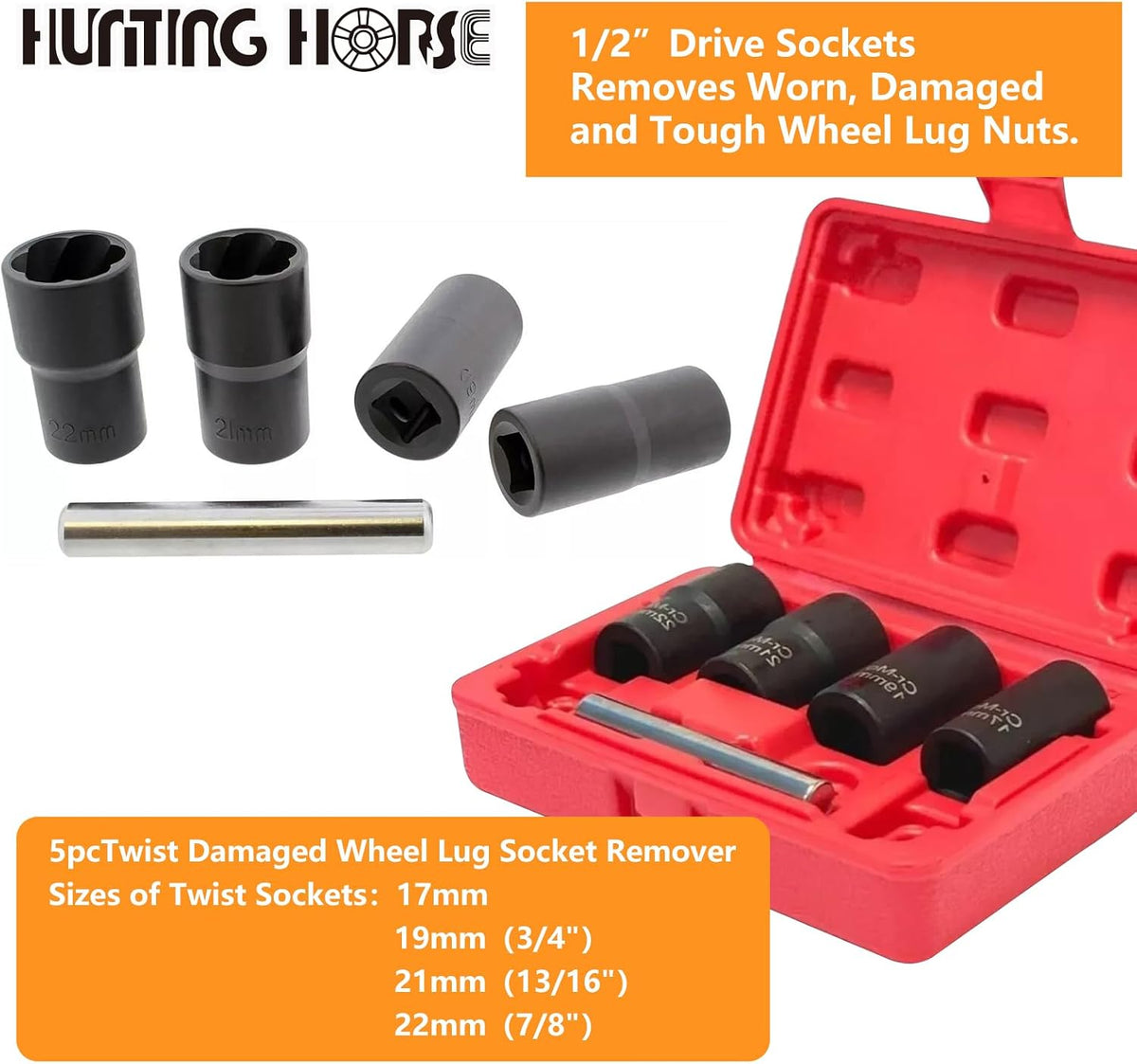 Chrome vanadium steel metric twist socket sizes display