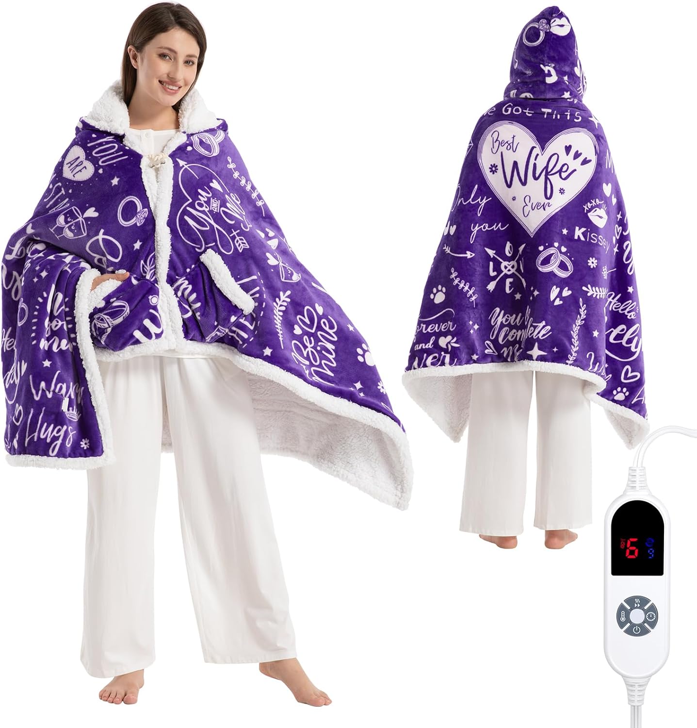 Faykoncen wearable heated blanket hoodie front view