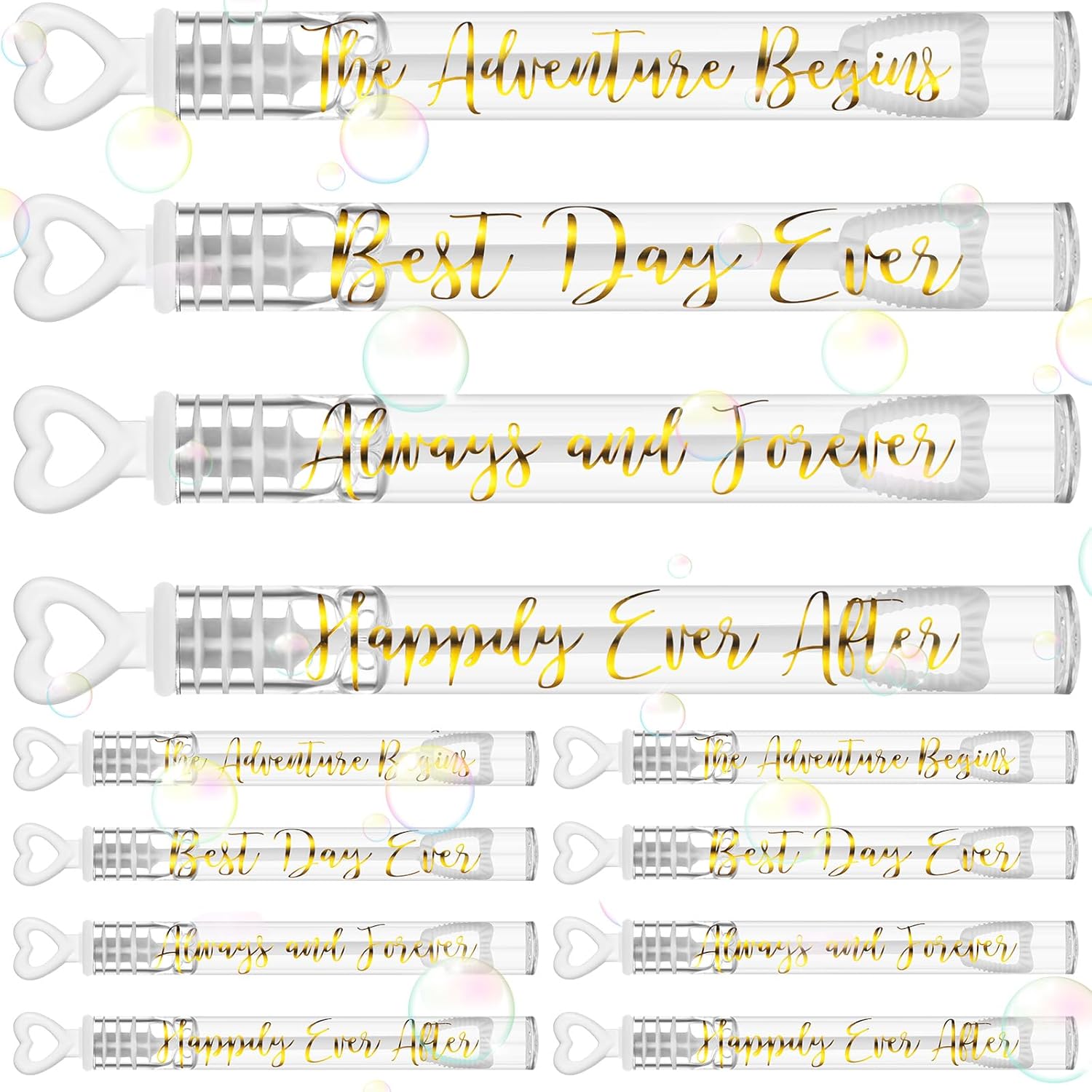 Hollowfly heart shaped wedding bubble wands front view