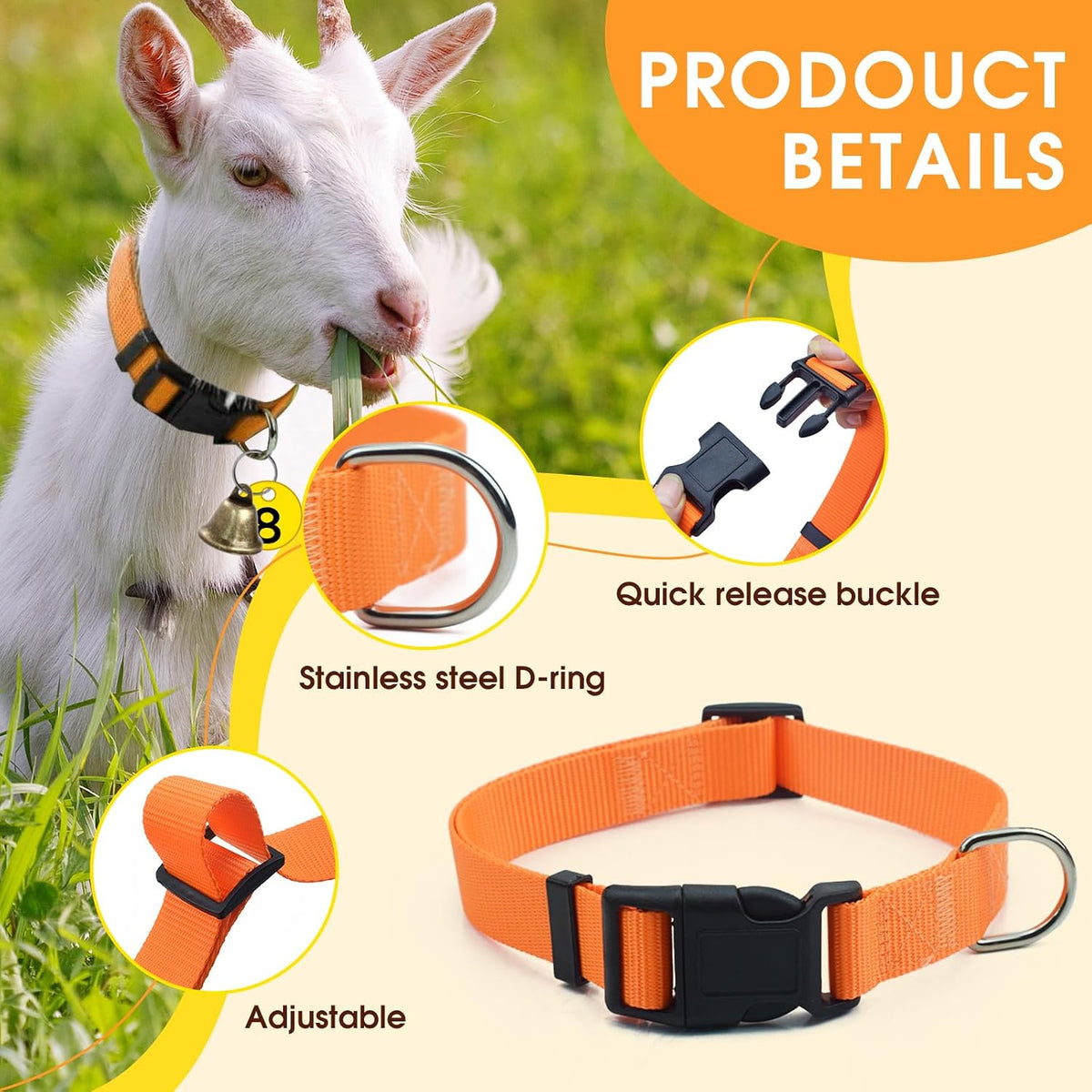 ETCYAOXIN copper livestock grazing bell and numbered plastic identification tag attached to a durable keyring
