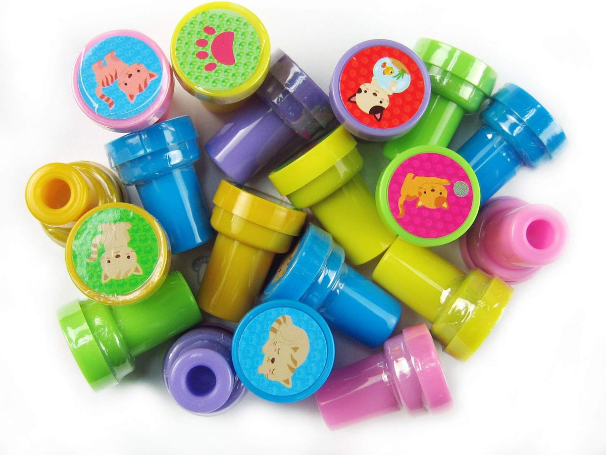 Children using Tiny Mills cat stampers for arts and crafts activities
