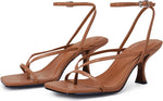 PiePieBuy Women's Lace Up Heeled Sandals Square Flip Flop High Heels Strappy Party Shoes - Image 10