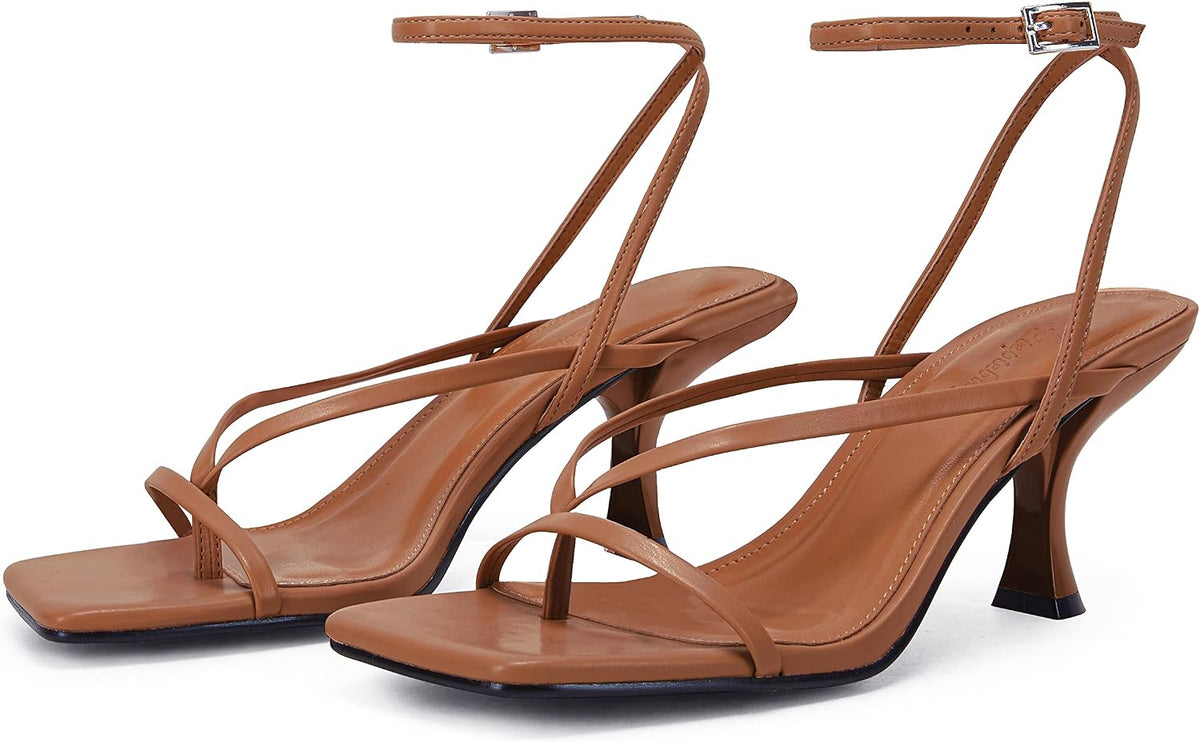 PiePieBuy Women's Lace Up Heeled Sandals Square Flip Flop High Heels Strappy Party Shoes - Image 10
