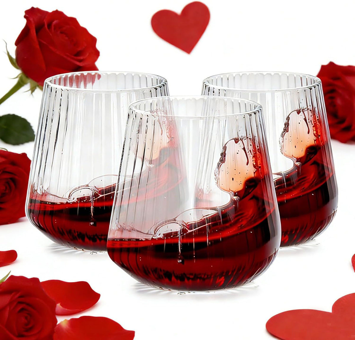 Ciaell Ribbed Plastic Wine Glasses 30 pack front view for party planning.