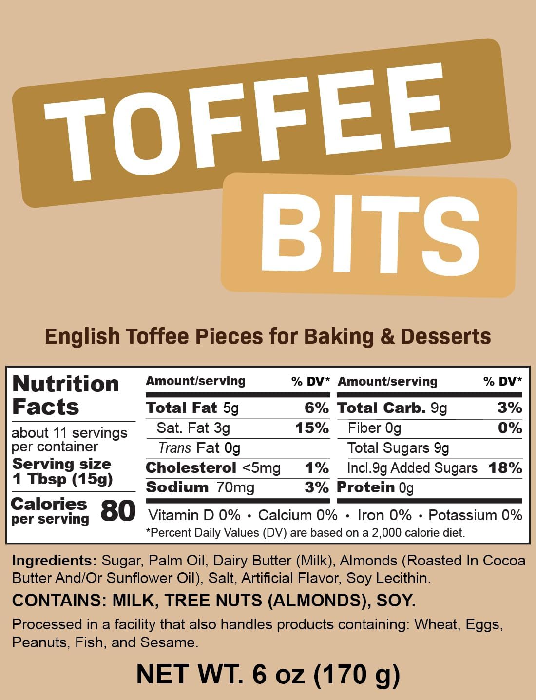 Butter toffee chips sprinkled over chocolate chip cookies