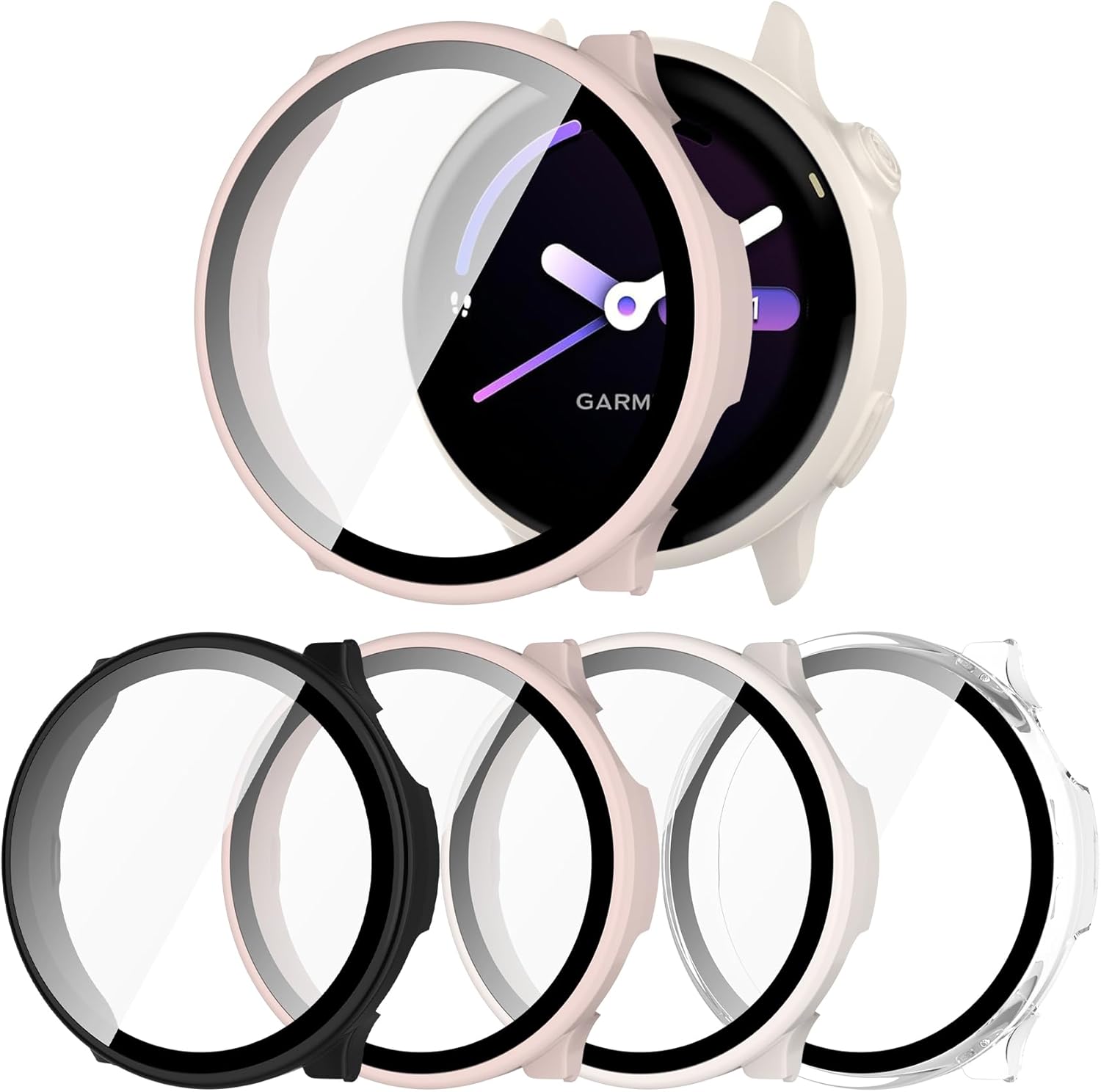 JADTILXY Garmin Vivoactive 6 case four pack front view displaying multi color bumper options