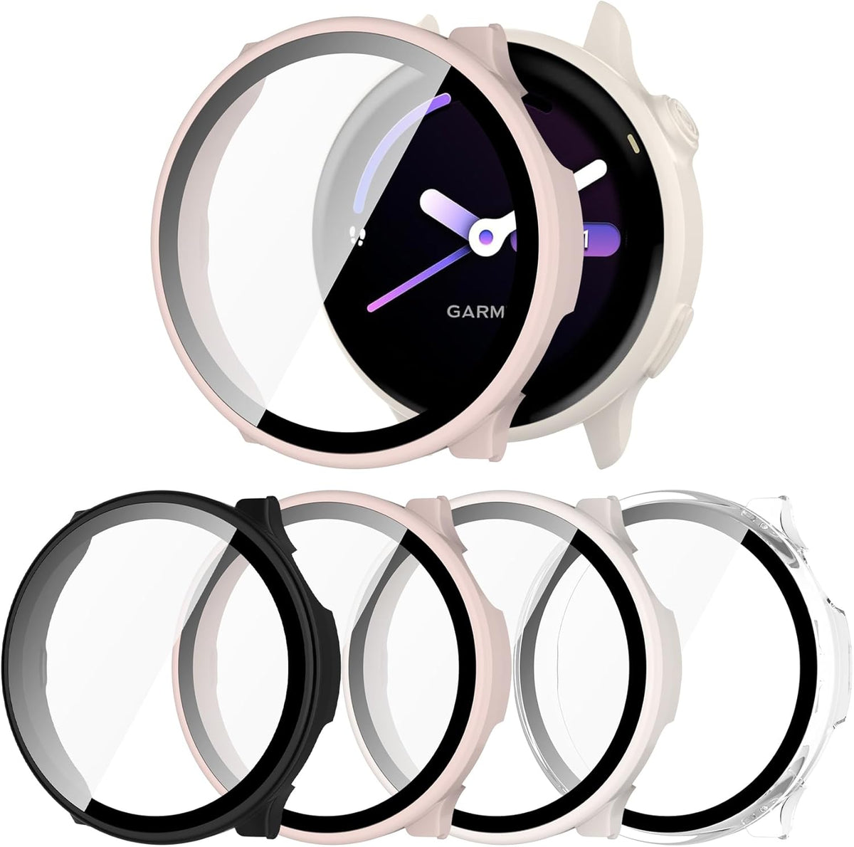 JADTILXY Garmin Vivoactive 6 case four pack front view displaying multi color bumper options