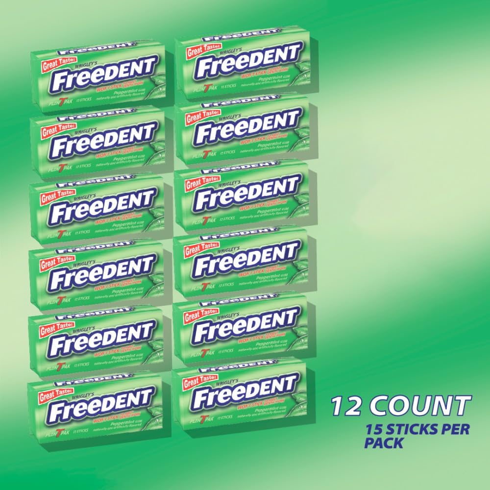 Freedent peppermint bulk chewing gum box opening angle