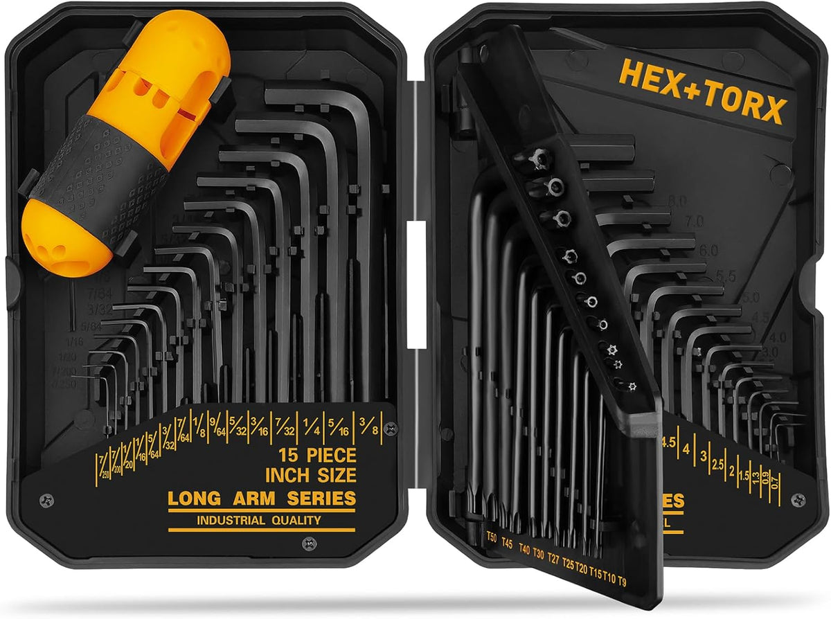 31-Piece Hex Key Set - Allen Wrench Set, SAE and Metric Allen Keys MM(0.7mm-10mm) SAE(0.028"-3/8) Heat-Treated, Torque Handle, High Leverage, Long & Short Keys, Easy Organization - Image 11