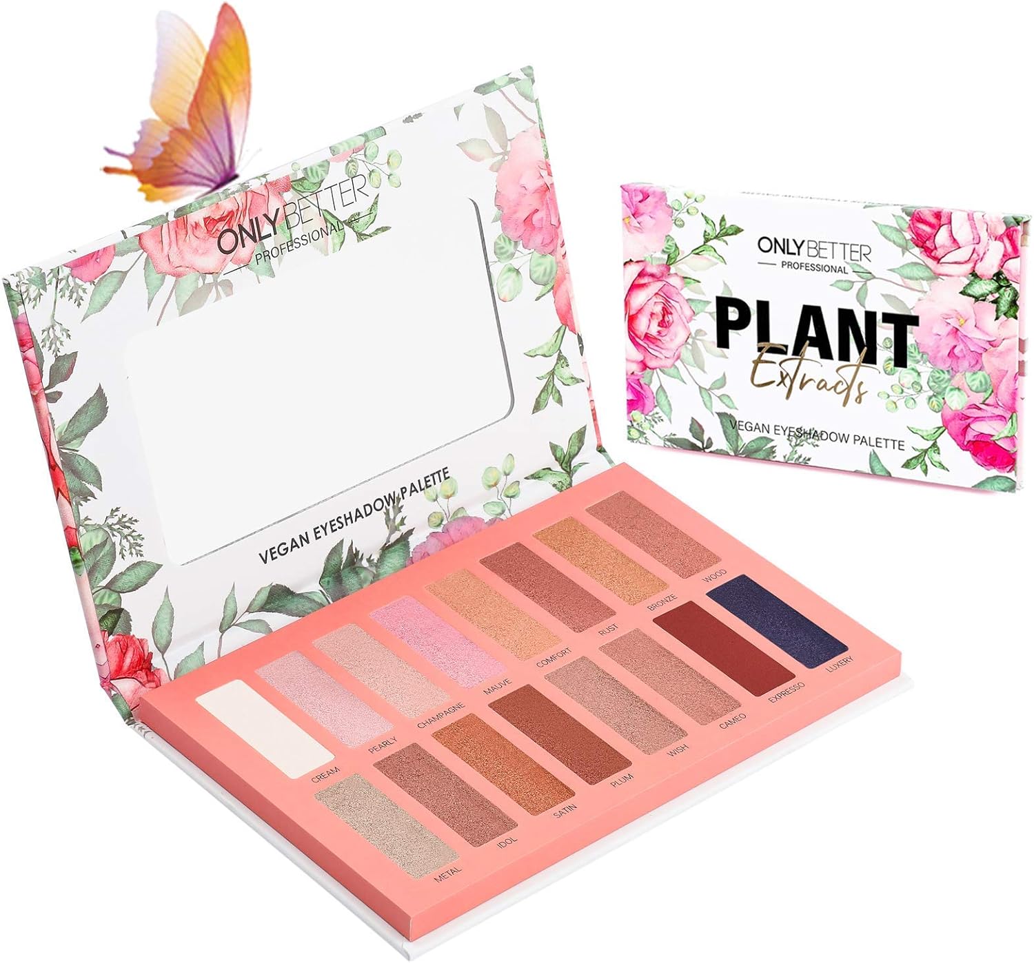 Vegan Nude Eyeshadow Palette - 16 Shades Organic, High Pigment, Long Lasting Shimmer - Image 1