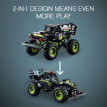 Children interacting with the assembled LEGO Technic Monster Jam building kit