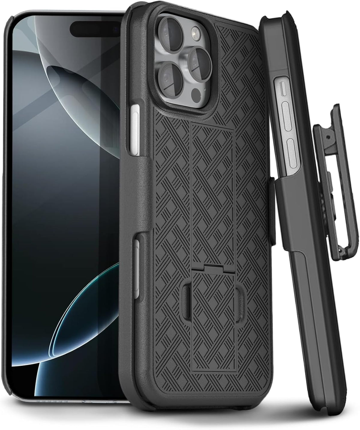 MOTIVE for iPhone 16 Pro max Case with Belt Clip, Rigid, Kickstand | 6.9" | Ranger v1 Series, Black, 360 degrees holster, open-top/open-bottom port access, textured grip, slim - Image 12