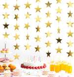 ChicQuench Glitter Gold Star Garland front view hanging backdrop for birthday parties