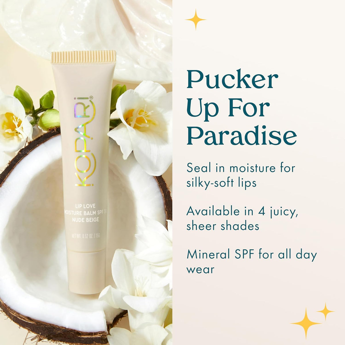 Kopari Lip Love Moisture Balm applied on lips