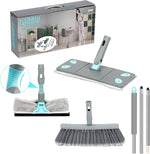 LANNIU 3-in-1 Detachable Broom and Mop Set front view showing interchangeable heads.