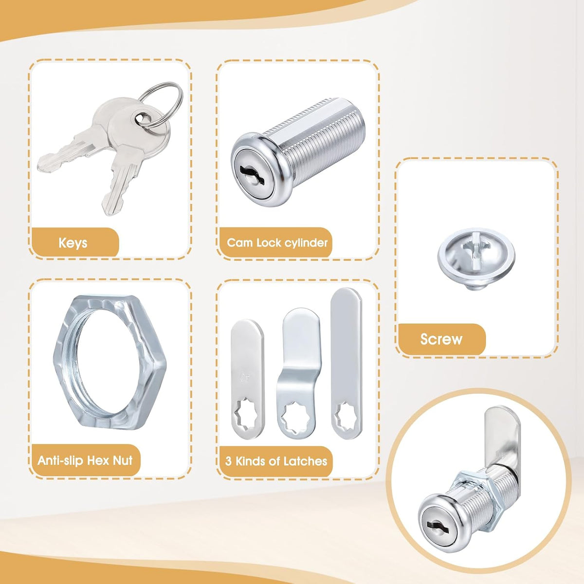 Salbsever stainless steel cabinet lock components
