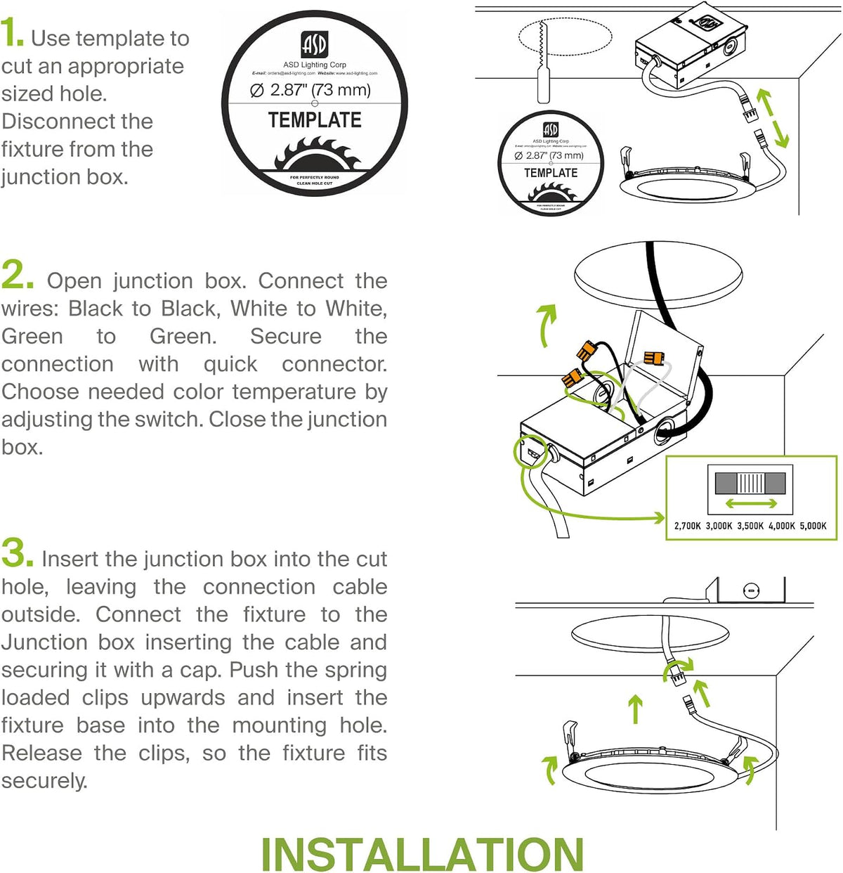 ASD packaged recessed light kit with components