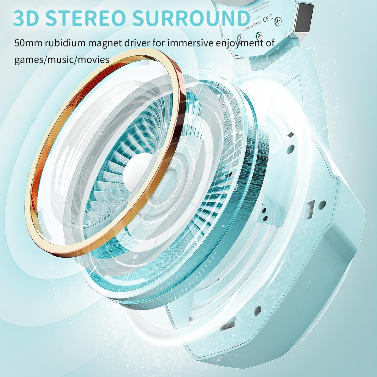 Ozeino gaming headset illuminated with dynamic RGB lighting