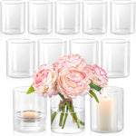 DYMFADFB 12pcs glass cylinder vases front view showing transparent design