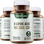 Vegan Labs Stabilized R-Alpha Lipoic Acid 300mg bottle front view for antioxidant support