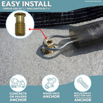 Pool safety cover threaded brass bolt side angle