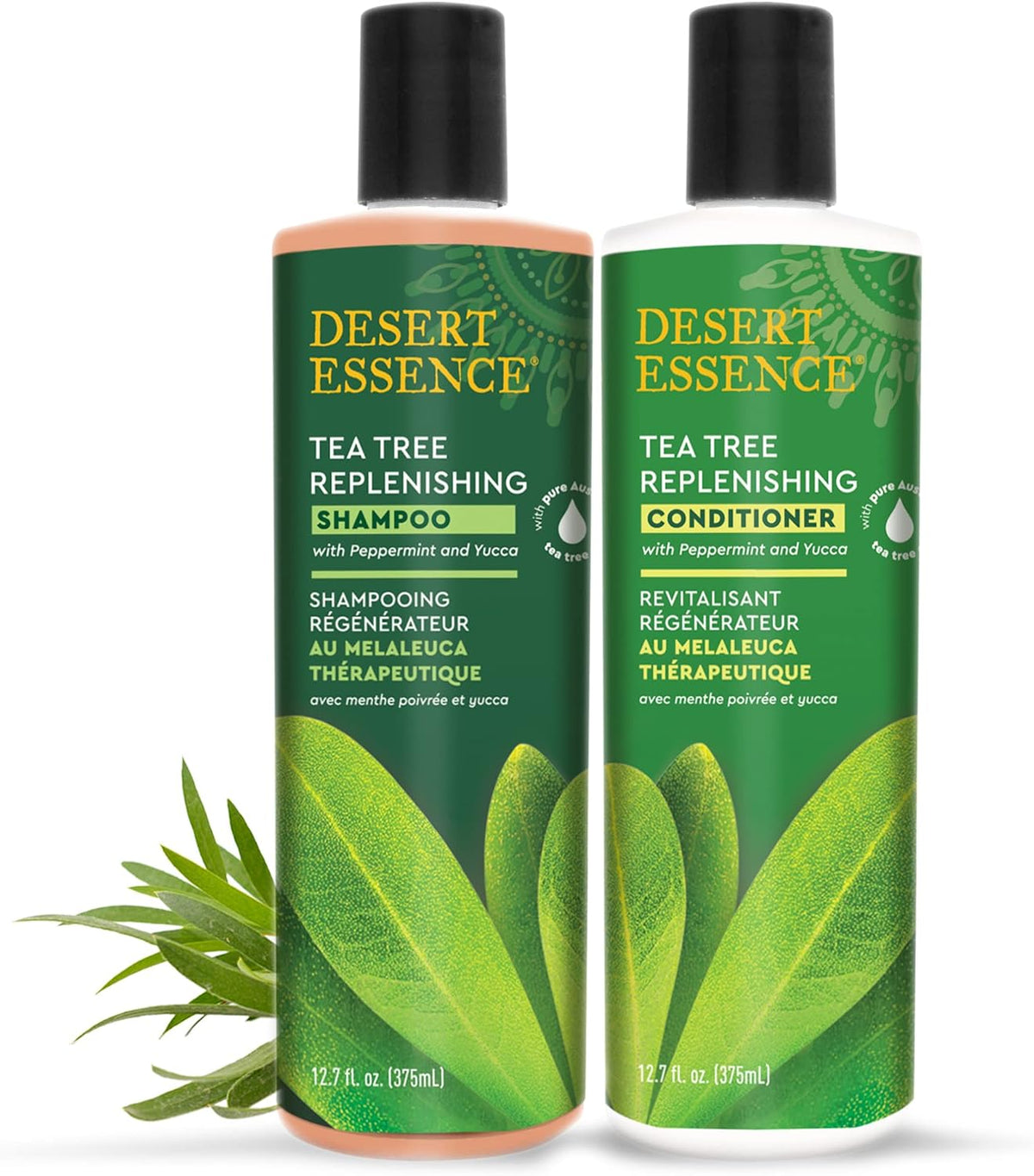 Desert Essence Tea Tree Replenishing Shampoo - 12.7 Fl Ounce - Pack of 2 - Therapeutic - Peppermint & Yucca - Restore & Nurture Hair - Reduce Flaking - All Skin Types - Image 9
