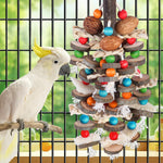Natural wood and loofah textures of the BBjinronjy bird foraging accessory