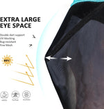 Side profile of Harrison Howard teal horse fly mask on a horse