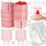 Kigley mini wooden gift baskets 24 set front view pink favors