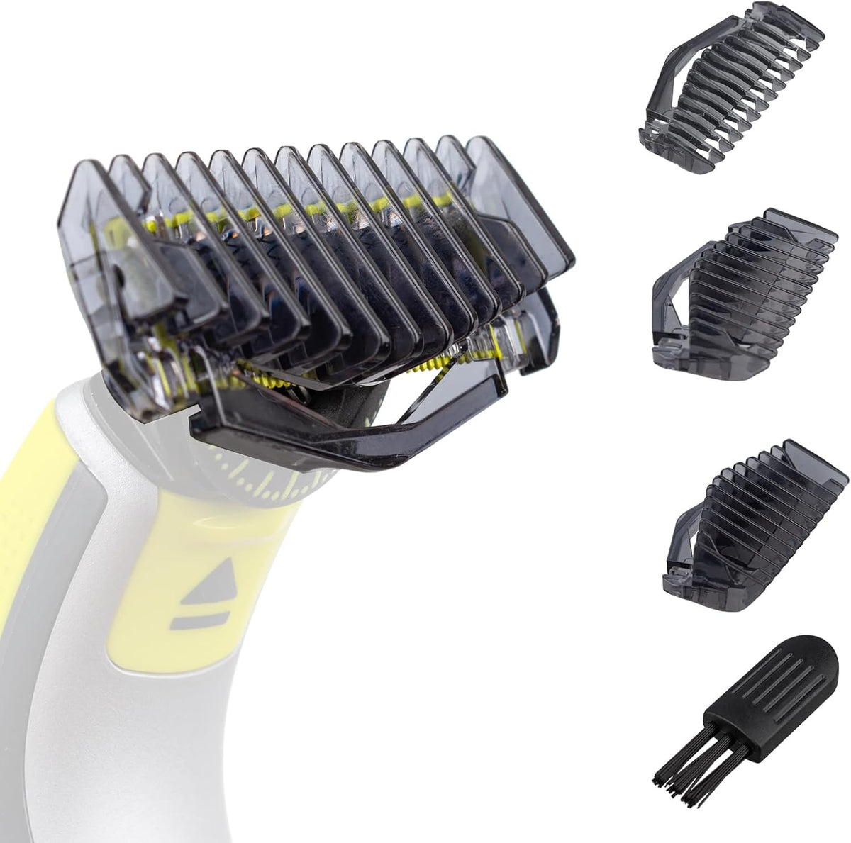 Cercgvel replacement guide combs kit front view showcasing three distinct trimmer guards on a white backdrop.
