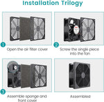 Black PVC cooling fan filter close up texture