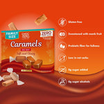Nutritional facts and ingredients label printed on the back of the ChocZero Sea Salt Caramels box