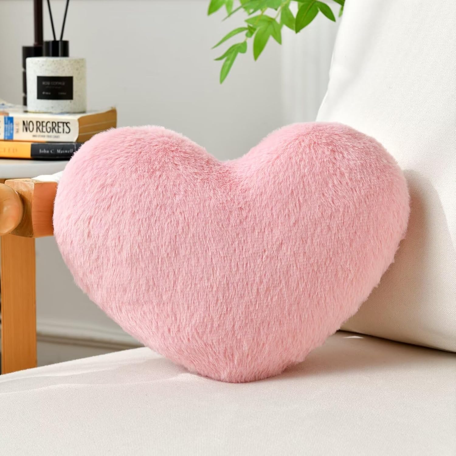 Iremate heart shaped faux fur throw pillow front view