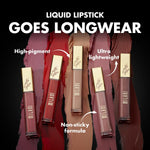 Long lasting deep red matte lipstick bottle close up