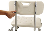 Medline shower chair placed inside a standard bathtub setup