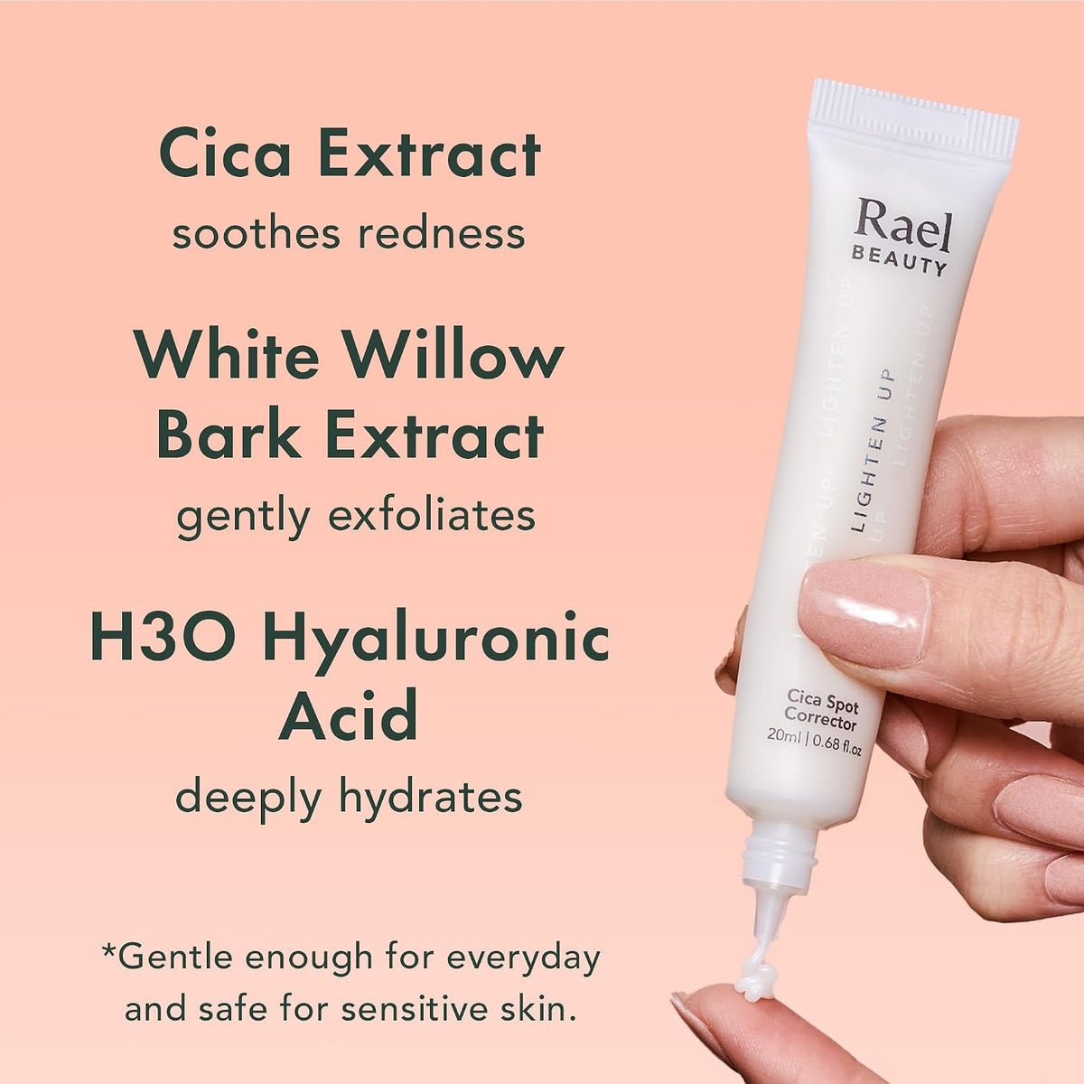 Back label of Rael Cica Spot treatment with application directions.