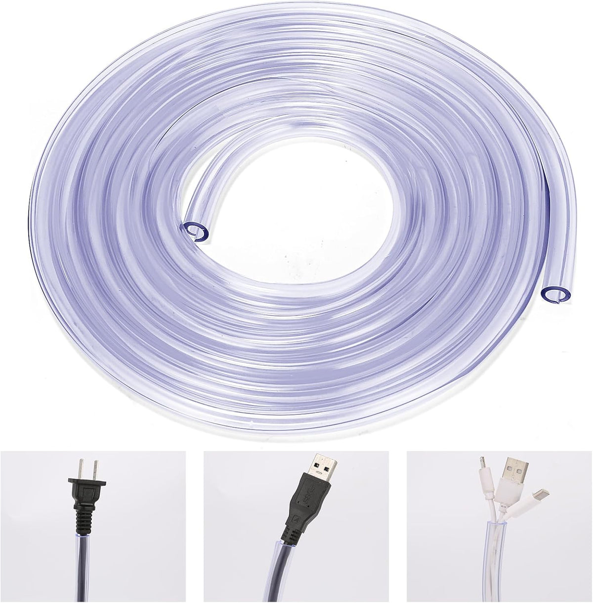 WEDAWN dog and cat cord protector front view of clear flexible cable sleeve package.