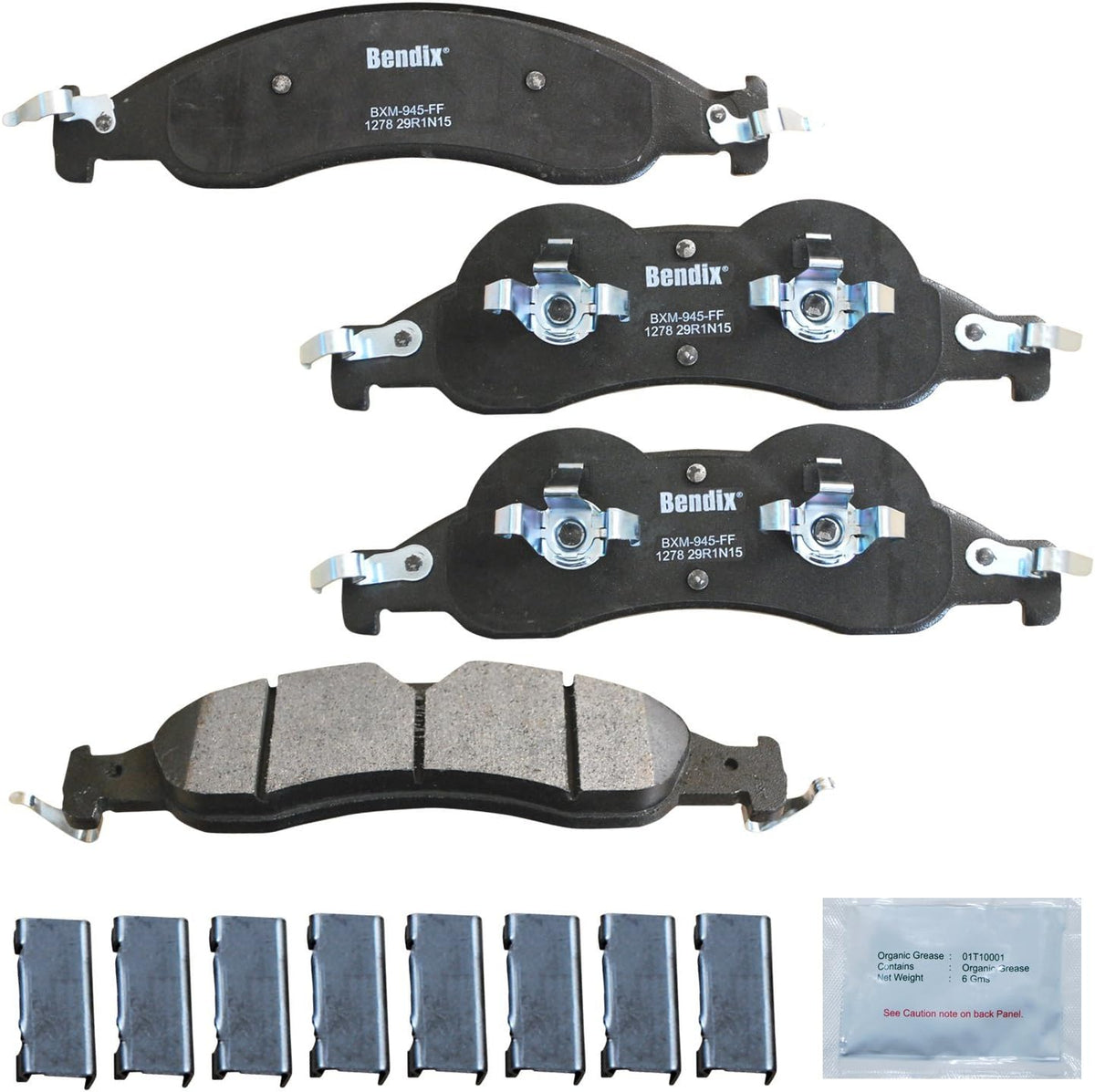 Bendix front brake pads angled perspective shot
