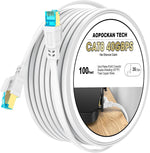 Aopockan Tech Cat 8 Ethernet Cable 100ft flat design front view