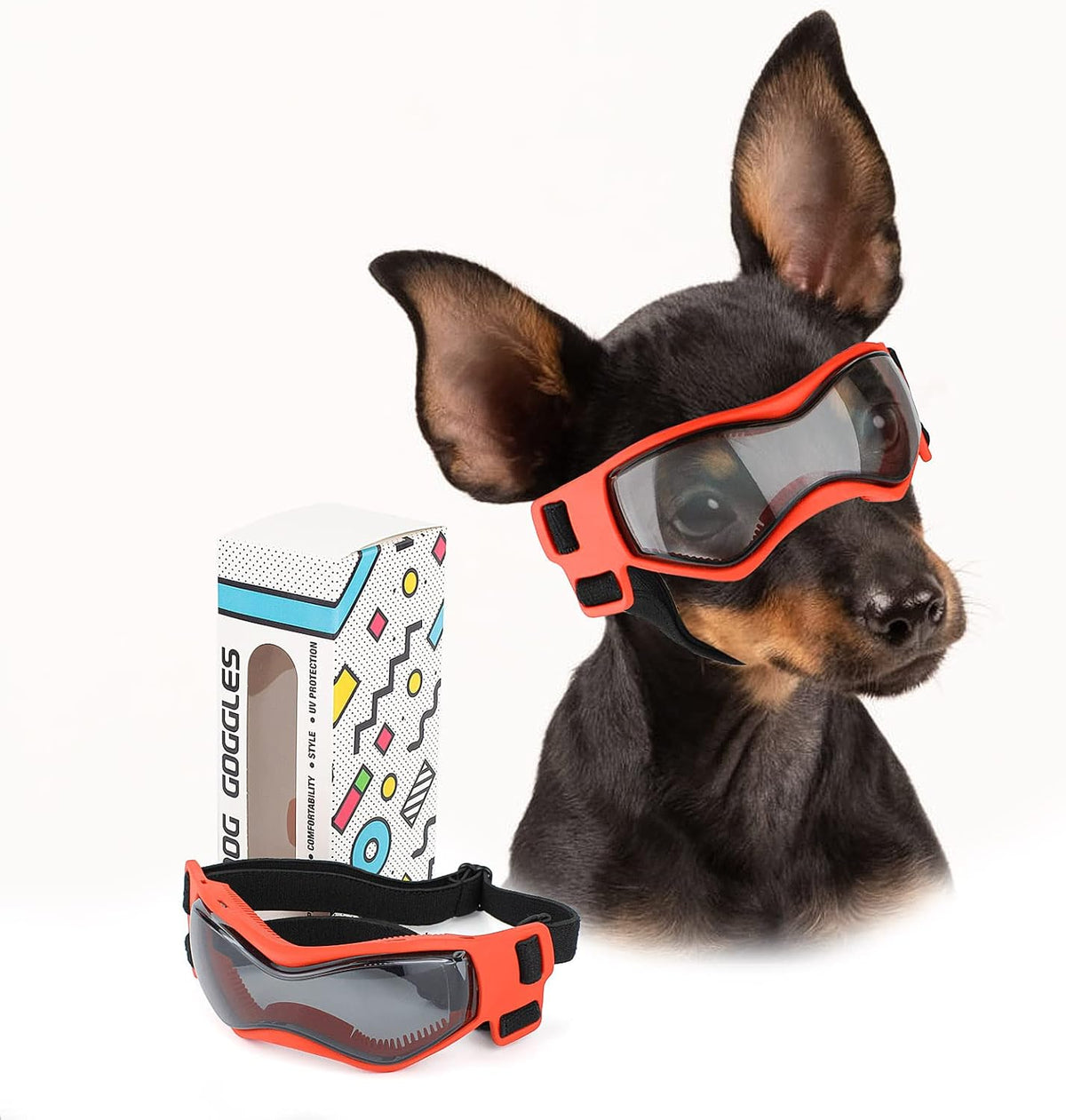 Dog Goggles Small Breed, Dog Sunglasses UV Protection Puppy Eyewear for Small Pet Outdoor Riding Driving, Black S - Image 9