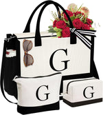 YOOLIFE Gifts for Women - Initial Canvas Tote Bag & Makeup Bag, Birthday Gifts for Women Mom Sister Friends - Image 14