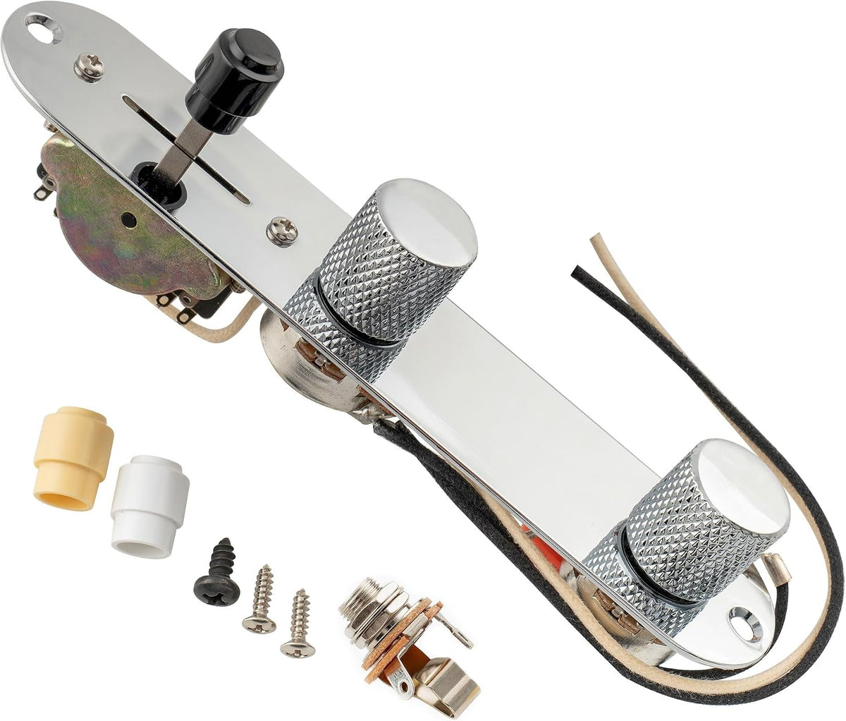 Musiclily Pro Loaded Control Plate Guitar Pre-Wired 3-Way Blade Switch with Wiring Harness 250K Potentiometers for American Style Tele Electric Guitar, Chrome - Image 9