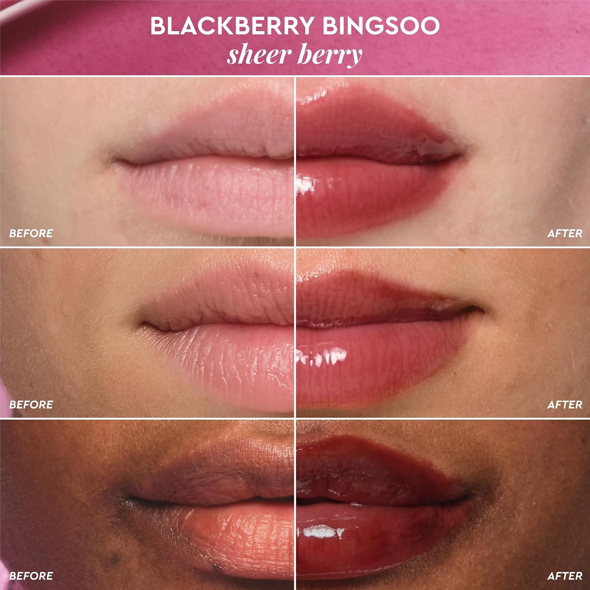 Glow Recipe Blackberry Bingsoo lip balm standing upright next to fresh berries
