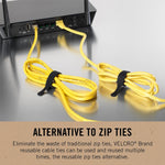 Reusable cord organization straps wrapped around cables