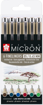 Sakura Pigma Micron 05 fineliner set front view art pens