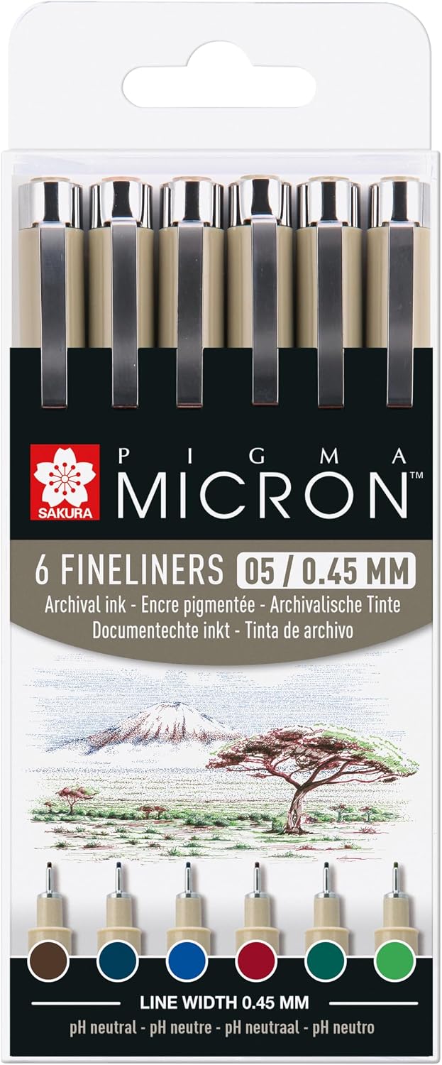 Sakura Pigma Micron 05 fineliner set front view art pens