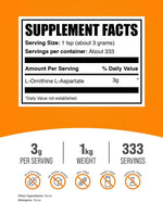 BulkSupplements L-Ornithine L-Aspartate 1kg container packaging