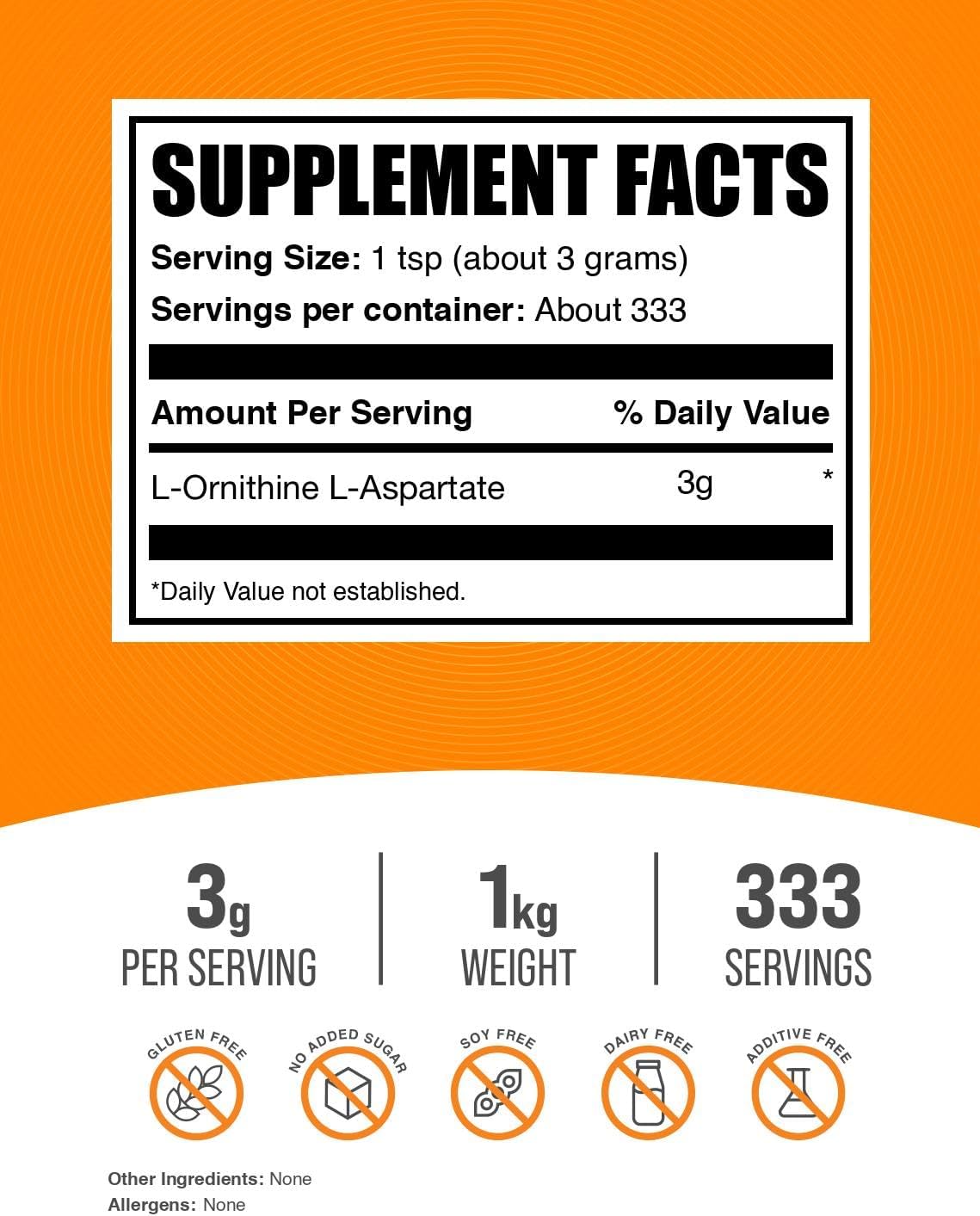 BulkSupplements L-Ornithine L-Aspartate 1kg container packaging